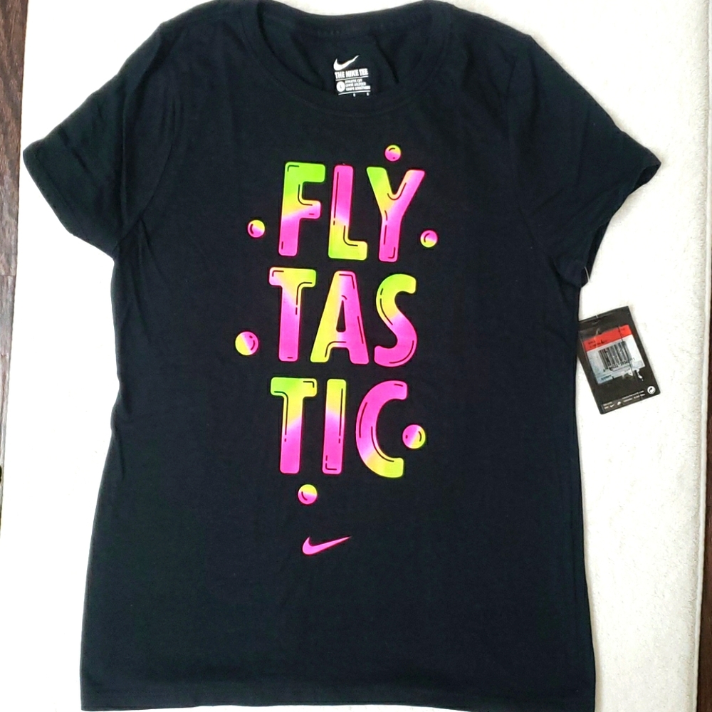 NWT Nike girls L athletic cut flytastic black tee